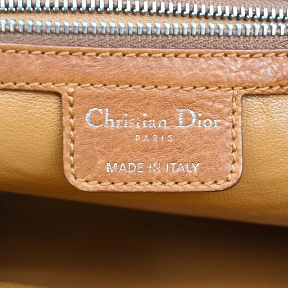 CHRISTIAN DIOR Logo Hand Bag Leather Brown Italy SHW - Picture 13 of 16